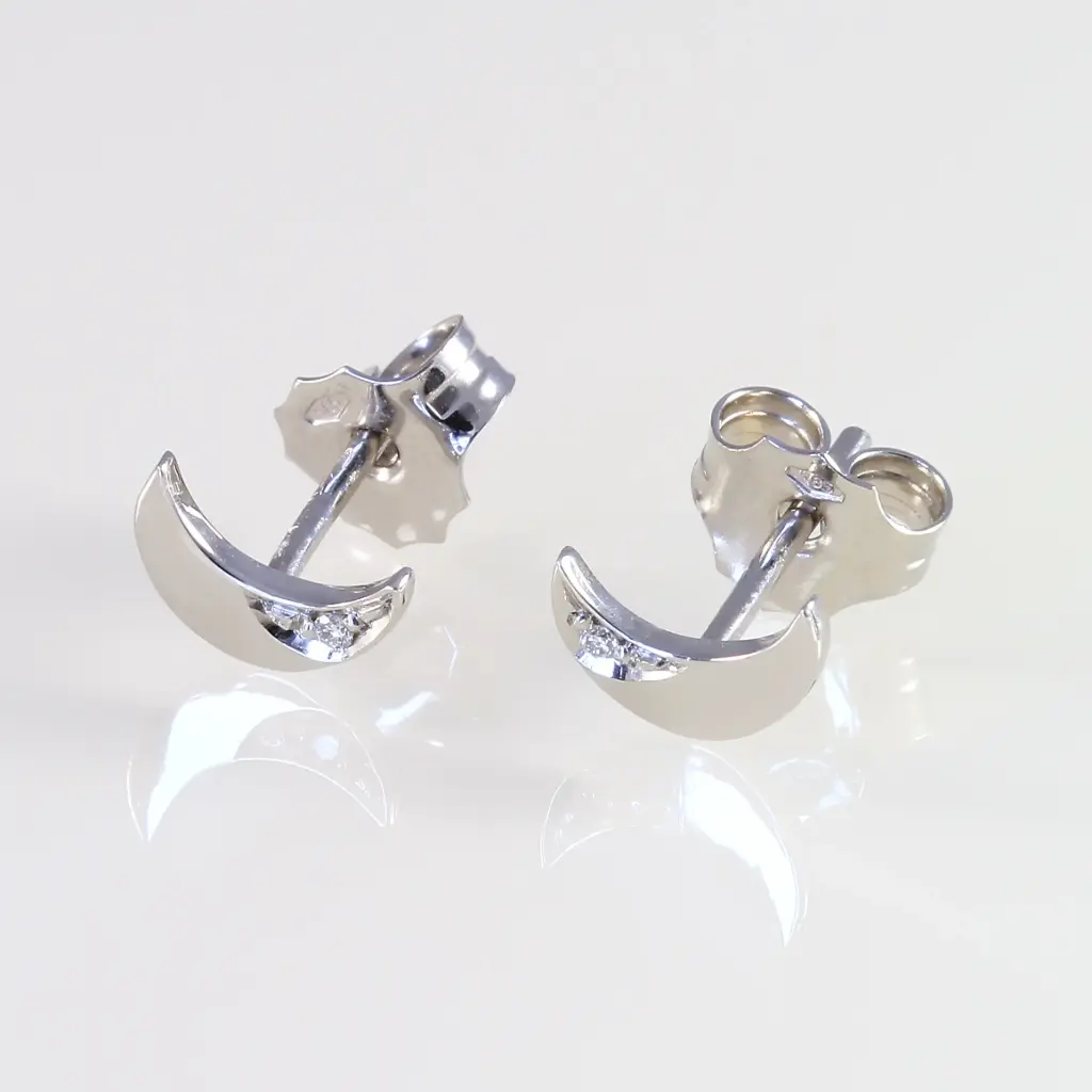 Fehér arany gyémánt hold fülbevaló 0.010 ct