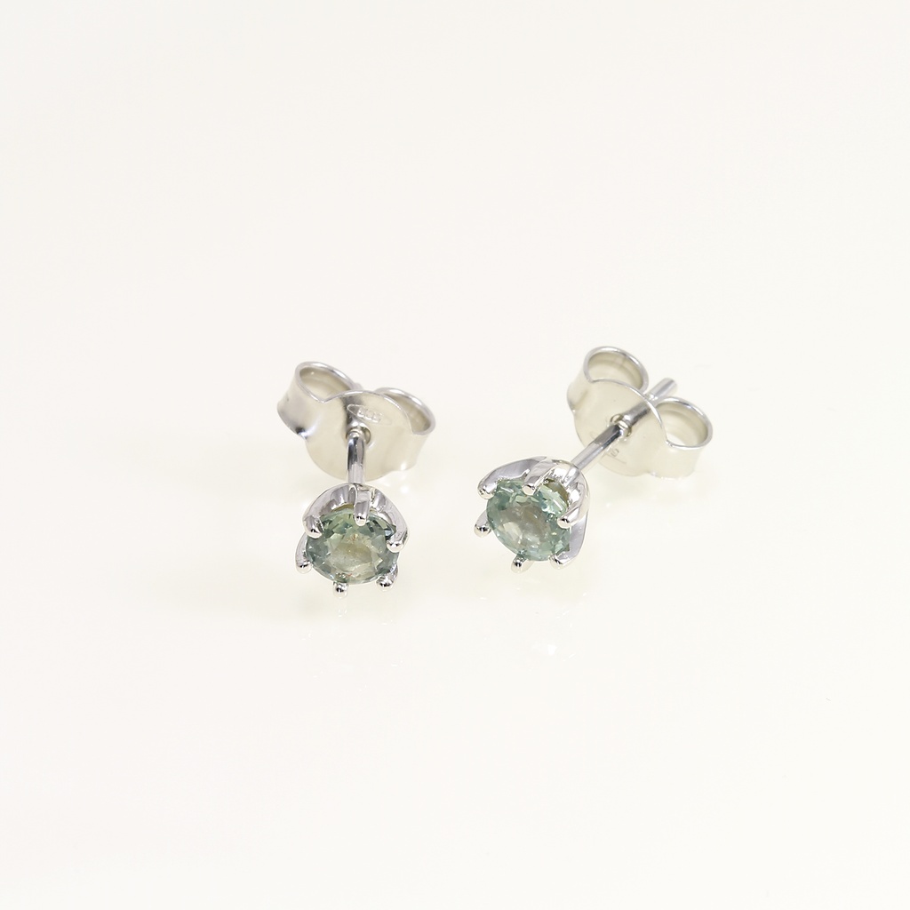 "Forest Picnic" fehér arany zöld zafír fülbevaló 0.87 ct