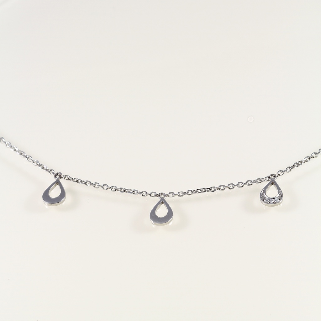 Fehér arany gyémánt nyaklánc csepp motívummal 0.015 ct