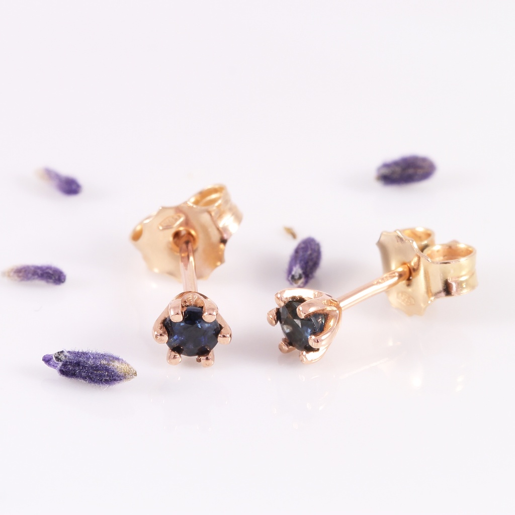 "Breeze on me" rozé arany kék zafír fülbevaló 0.41 ct