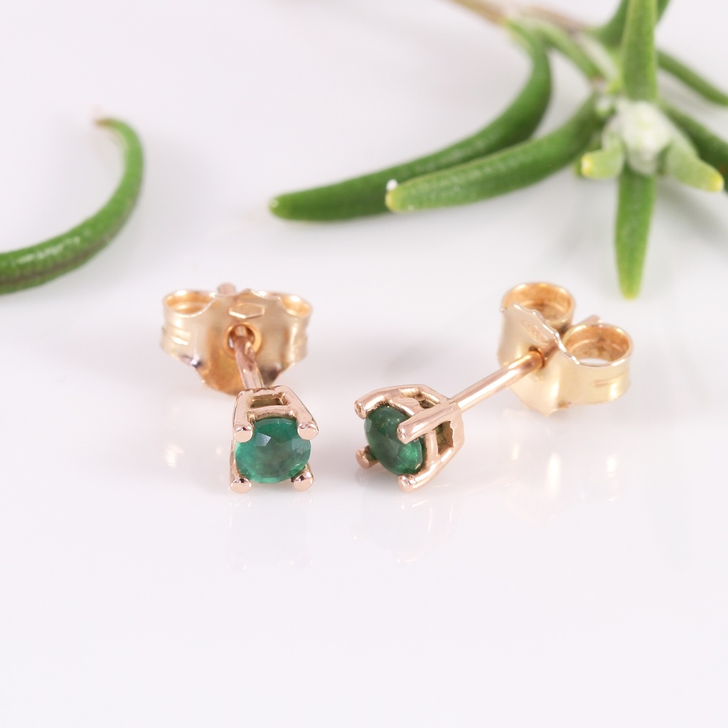 "Lucky Rosemary" rozé arany fülbevaló smaragddal 0.32 ct