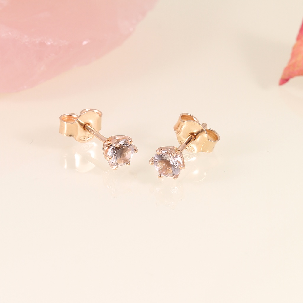 "Blush me up" egyedi rozé arany morganit fülbevaló 0.66 ct