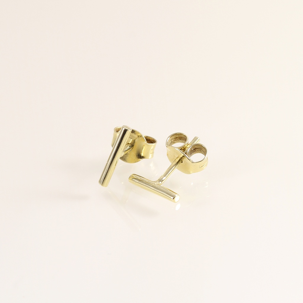 Kézműves sárga arany kis rúd fülbevaló