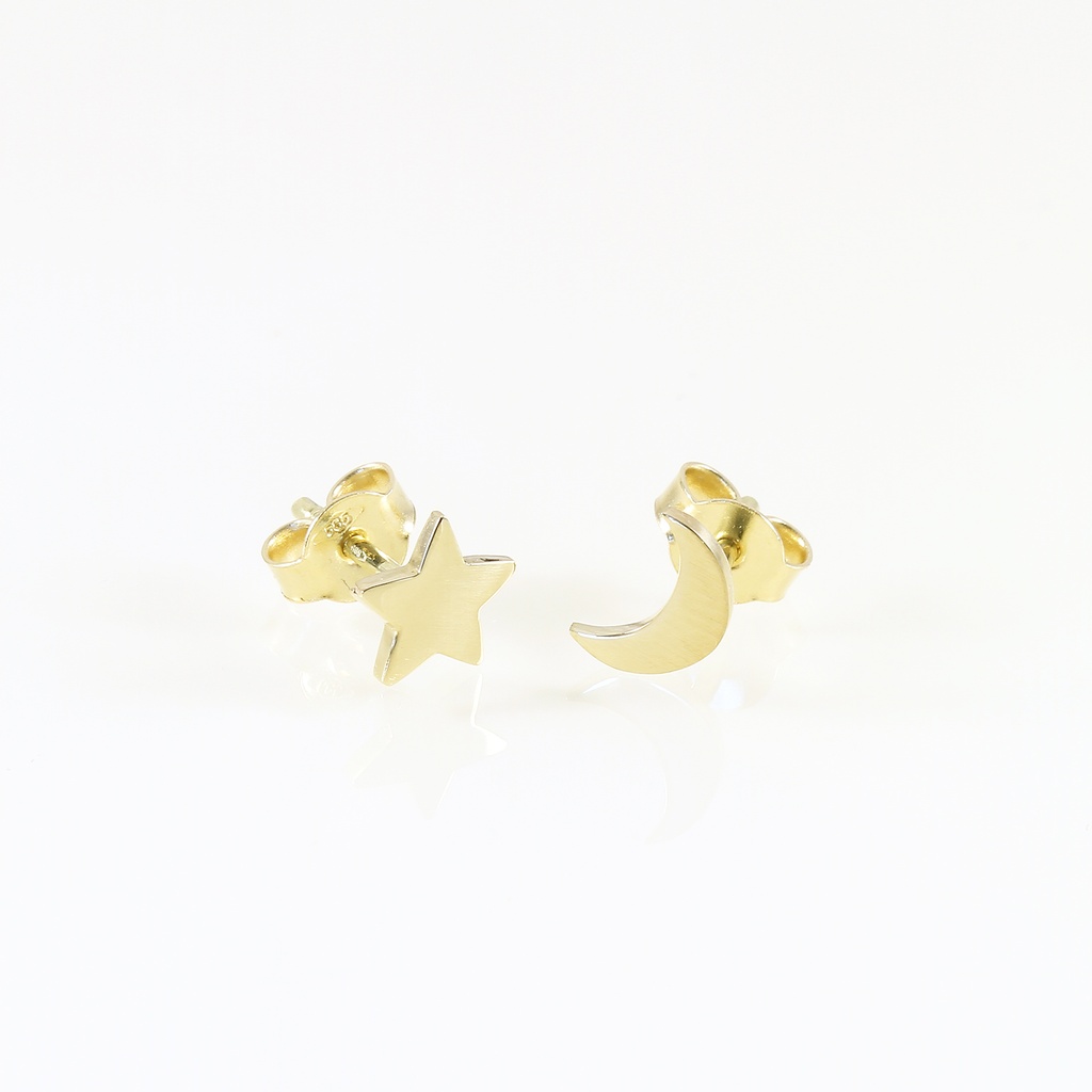 Sárga arany csillag és hold fülbevaló