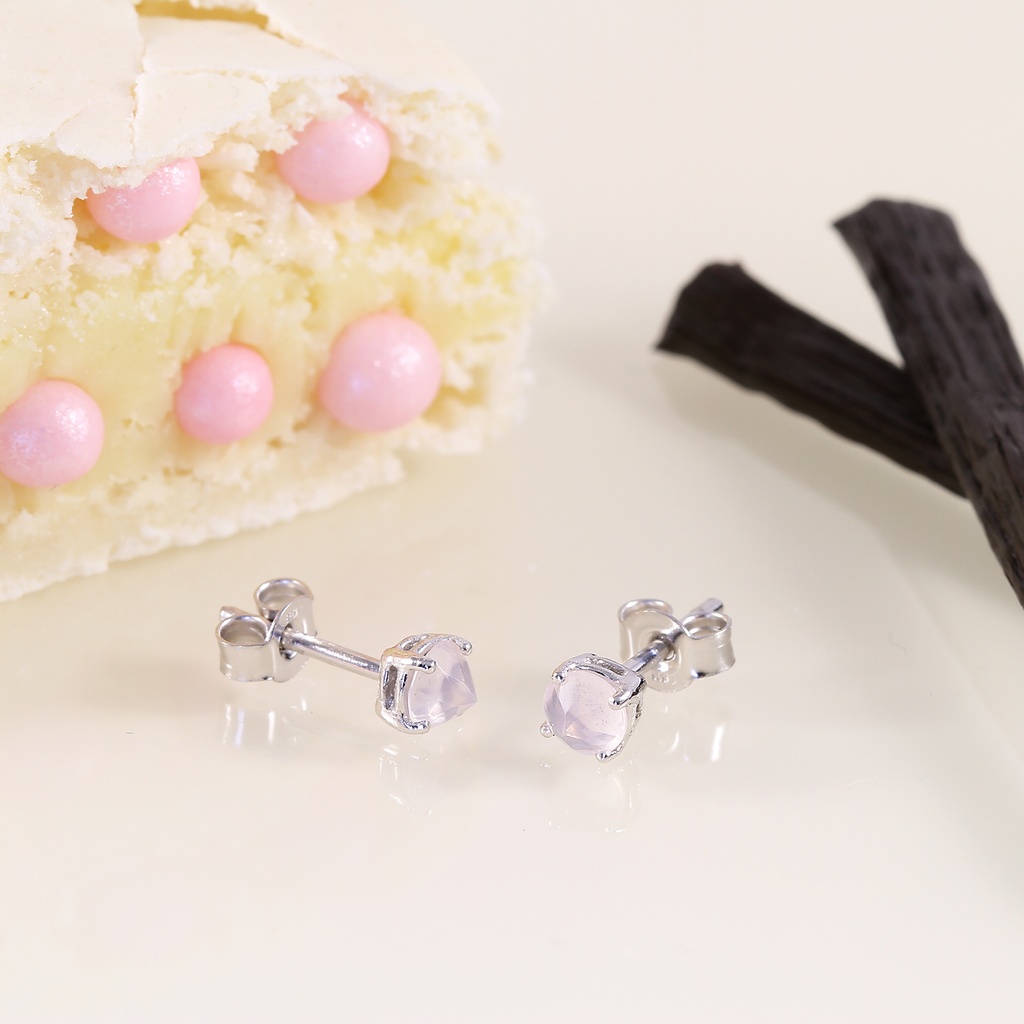 "Vanilla Rose" fehér arany rózsakvarc fülbevaló 0.43 ct