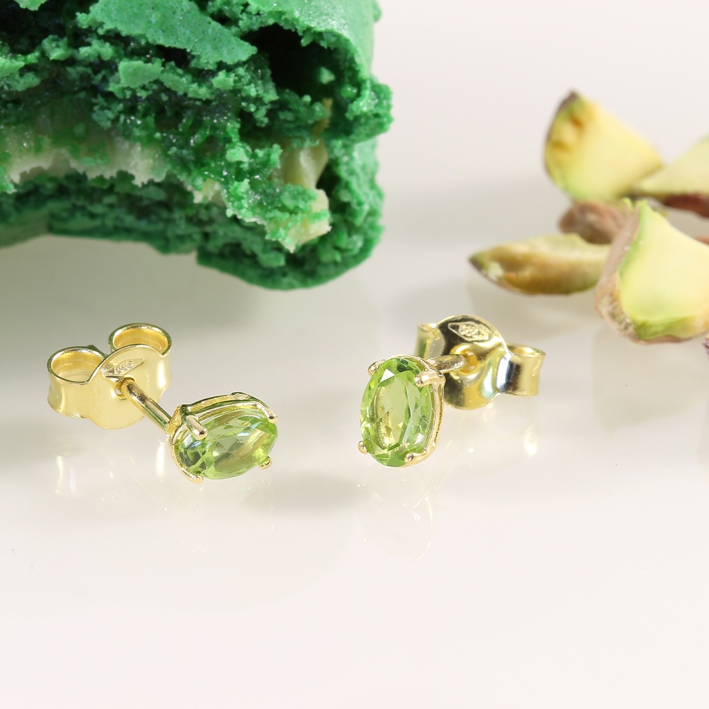 "Pistachio Filling" sárga arany olivin fülbevaló 1.06 ct