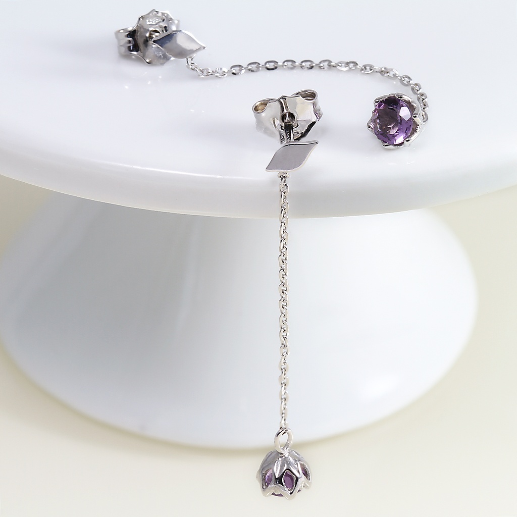 "Lavender Lemonade" fehér arany ametiszt fülbevaló 0.53 ct