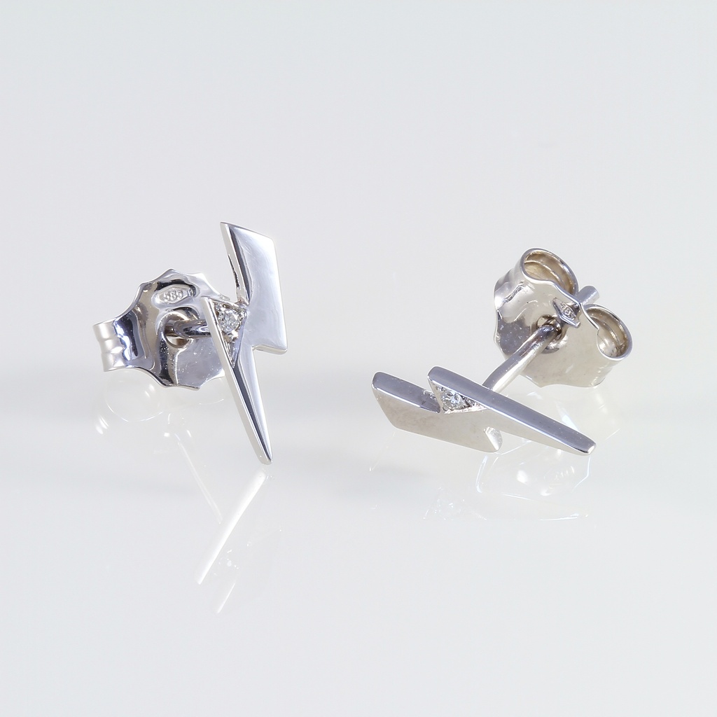 Fehér arany gyémánt villám fülbevaló 0.010 ct