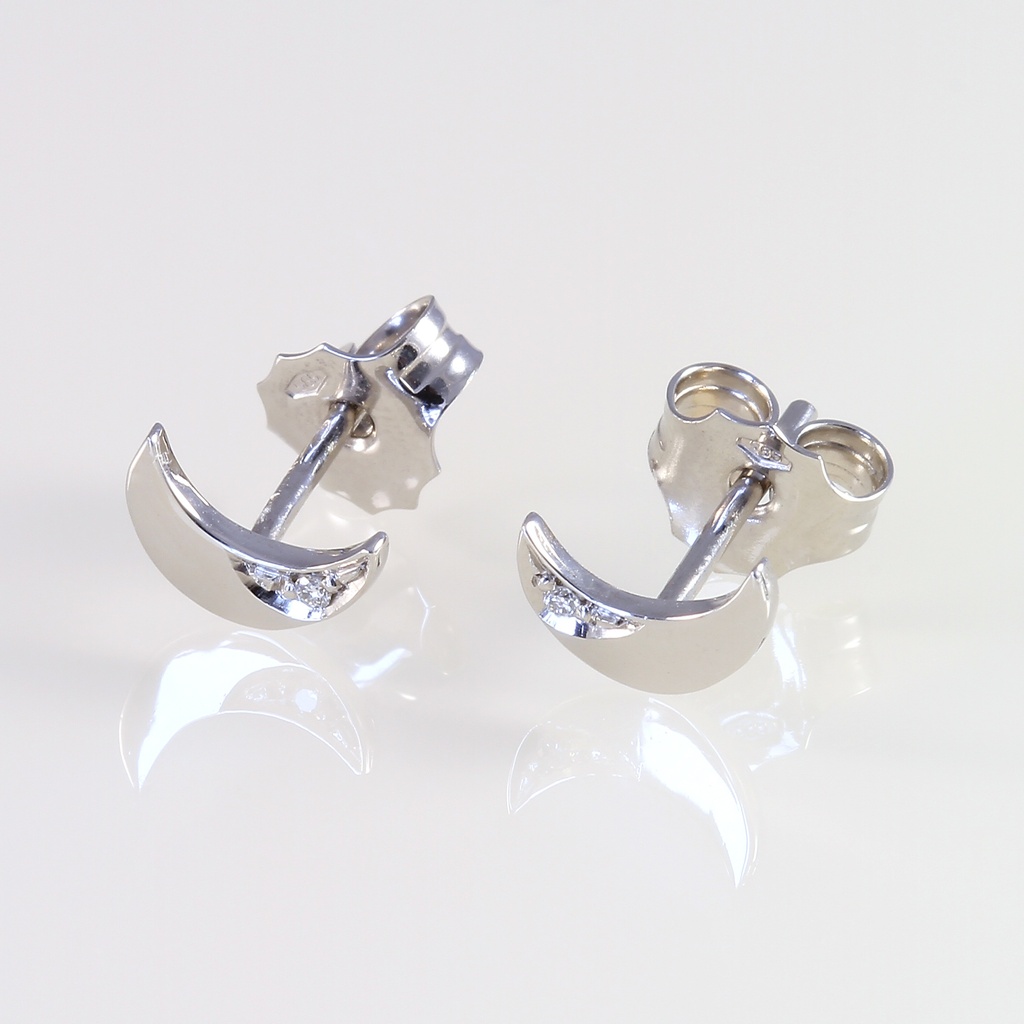 Fehér arany gyémánt hold fülbevaló 0.010 ct
