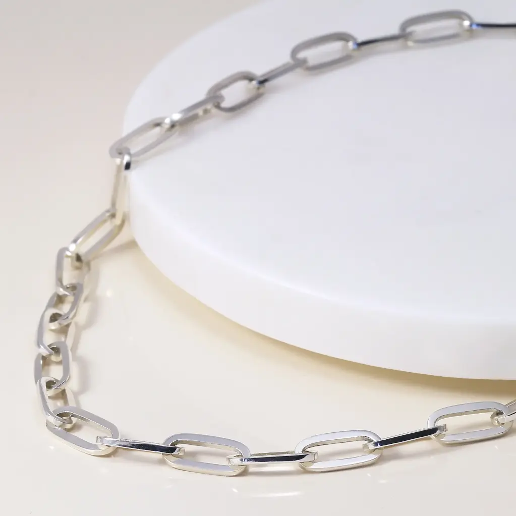 "Link Chain" stílusú fehér arany kézműves lánc