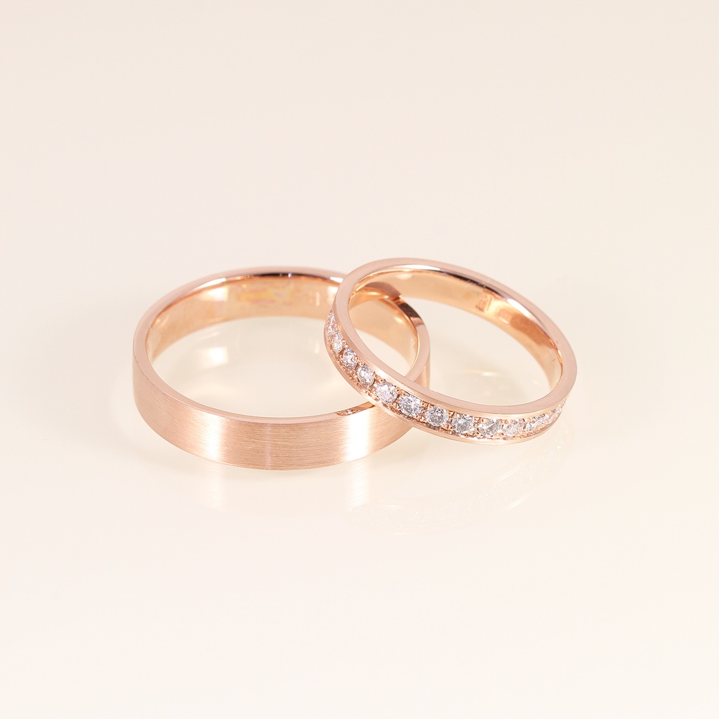 Rozé arany gyémánt karikagyűrű pár 0.3 ct