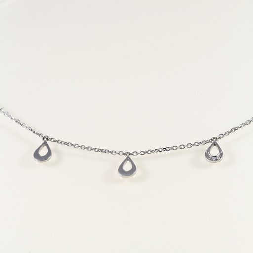 Fehér arany gyémánt nyaklánc csepp motívummal 0.015 ct