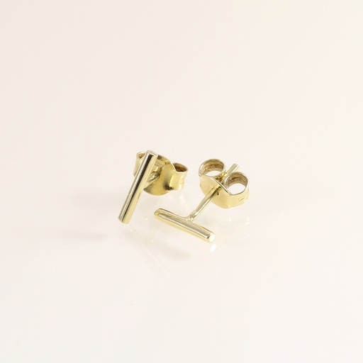 Kézműves sárga arany kis rúd fülbevaló
