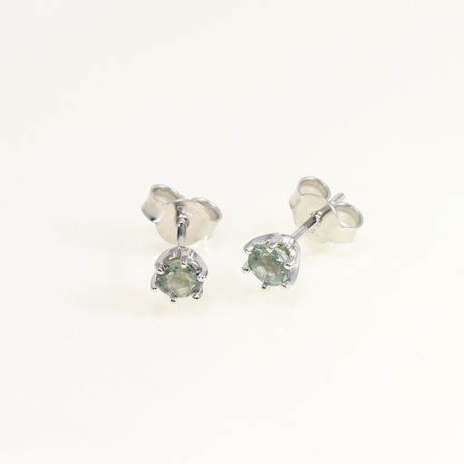 "Forest Picnic" fehér arany zöld zafír fülbevaló 0.87 ct