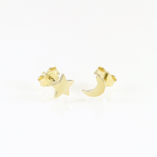Sárga arany csillag és hold fülbevaló