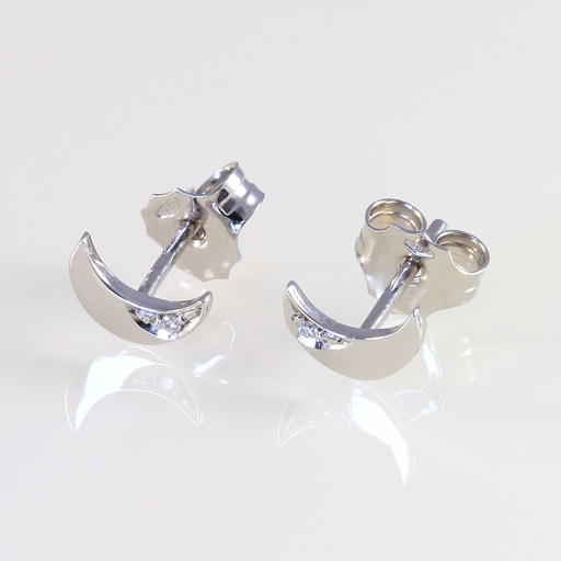 Fehér arany gyémánt hold fülbevaló 0.010 ct