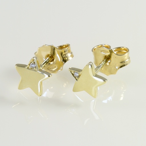 Sárga arany gyémánt fülbevaló csillag motívummal 0.010 ct