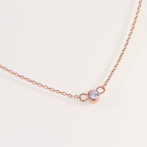 Kézműves rozé arany gyémánt nyaklánc 0.10 ct