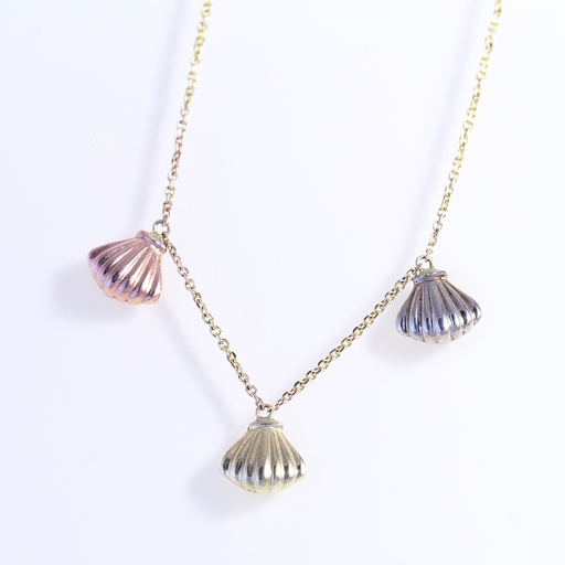 [KAGY2] Sárga arany nyaklánc trikolor kagyló motívummal