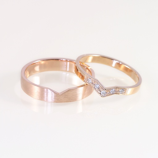 Rozé arany gyémánt karikagyűrű pár 0.074 ct