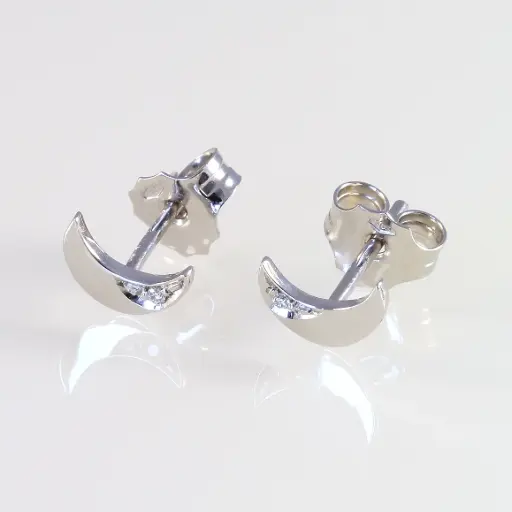 Fehér arany gyémánt hold fülbevaló 0.010 ct